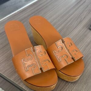 Tory Burch Brown Wedge Slides